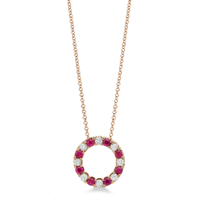 Crown Ruby Circle Pendant