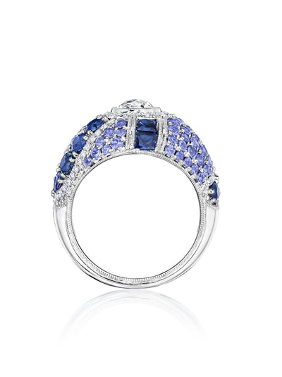 Crown Candy Cane Sapphire Ring