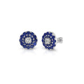 Crown Berry 3 in 1 Round Shape Blue Sapphire Earrings