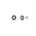 Crown Berry 3 in 1 Round Shape Blue Sapphire Earrings