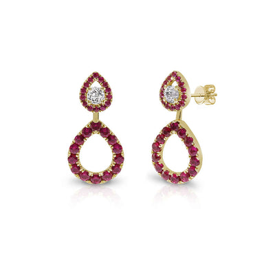 Crown Berry 3 in 1 Pear Shape Rubies Earrings