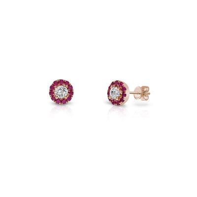 Crown Berry 3 in 1 Round Shape Rubies Earrings