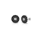 Crown Berry 3 in 1 Round Shape Black Sapphire Earrings