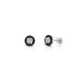 Crown Berry 3 in 1 Round Shape Black Sapphire Earrings