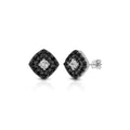 Crown Berry 3 in 1 Cushion Shape Black Sapphire Earrings